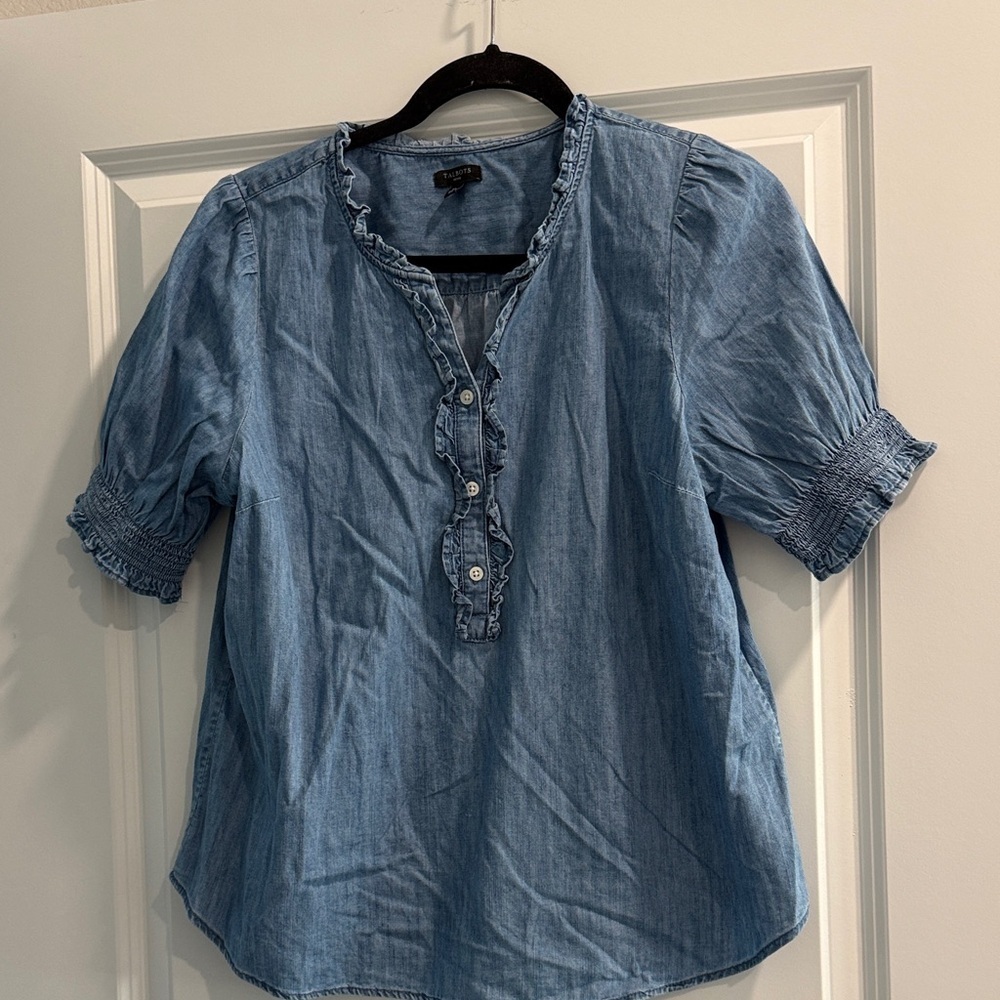 Talbots Women's Blue Denim Top sz lo